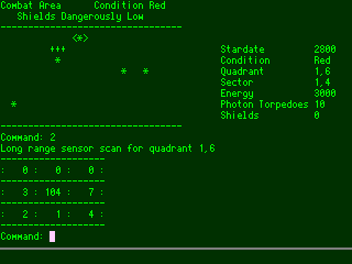 1972 Star Trek in Python screenshot