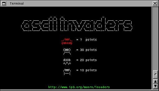 ascii-invaders screenshot
