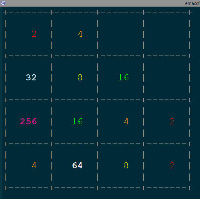 emacs-2048-game screenshot