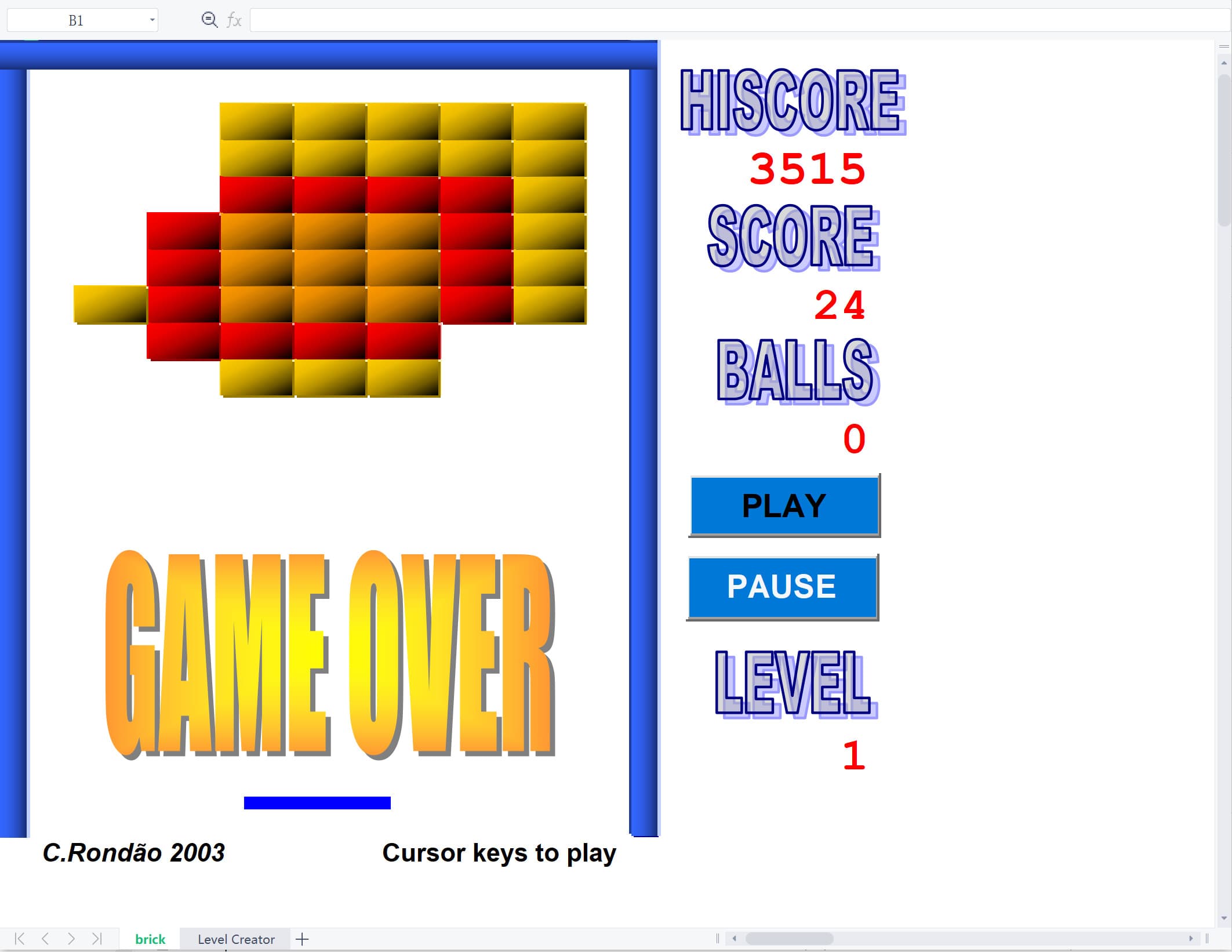 Excel Breakout screenshot