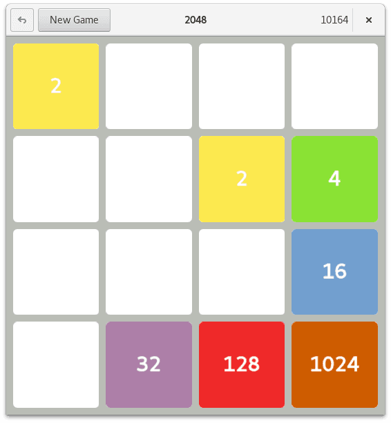 gnome-2048 screenshot