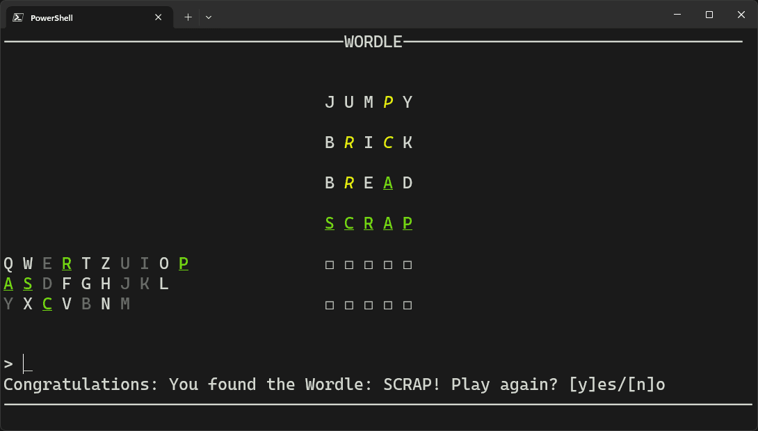 PieWordle screenshot