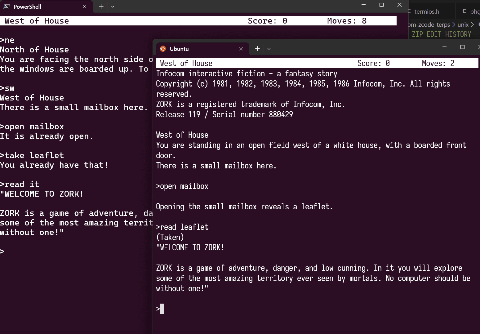 Portable Executable Zork screenshot