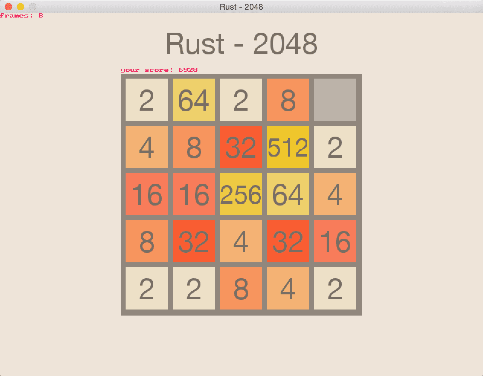 rust-2048 screenshot