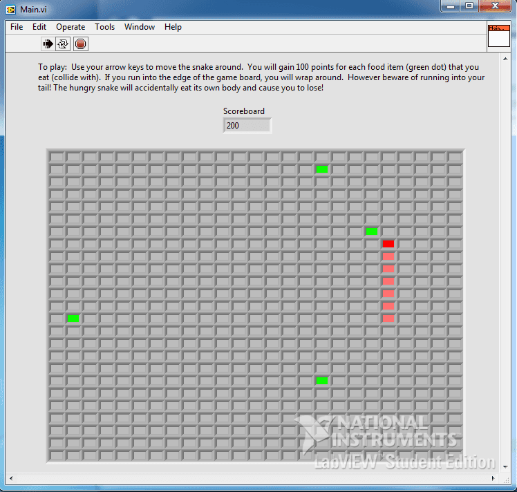 Snake-in-LabVIEW screenshot