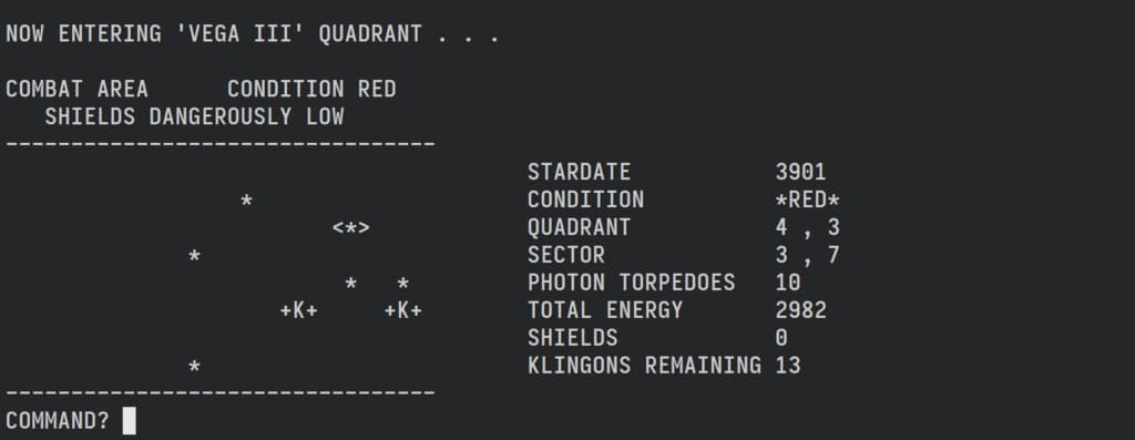 SuperStarTrek - Perl and LUA ports screenshot