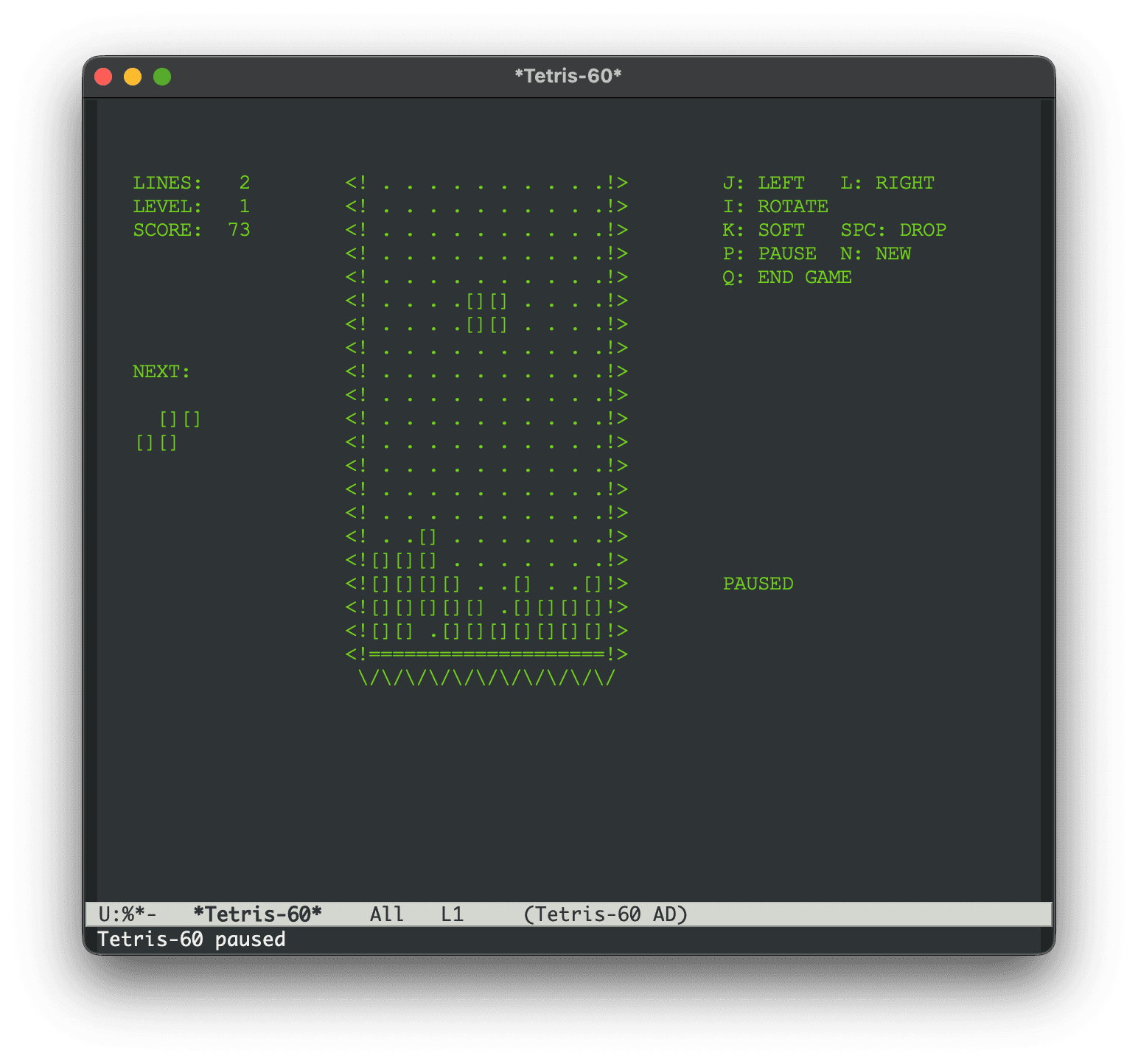 tetris-60 screenshot