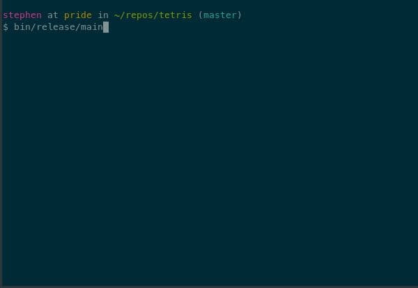 Tetris (in C and NCURSES) screenshot