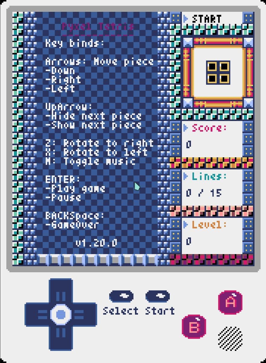 Tetris Pyxel screenshot