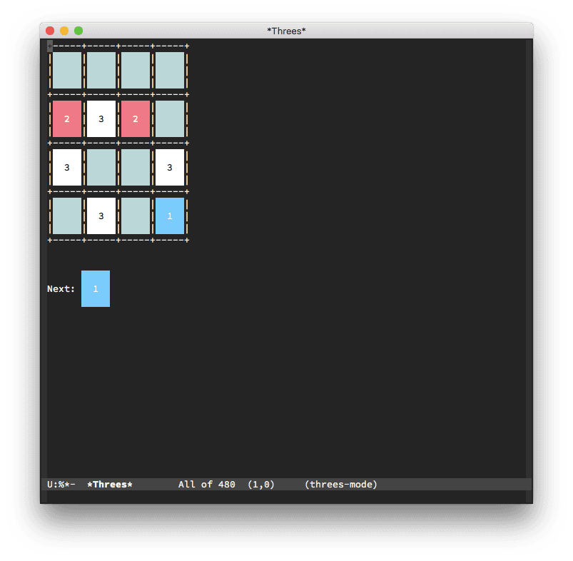 Threes.el screenshot