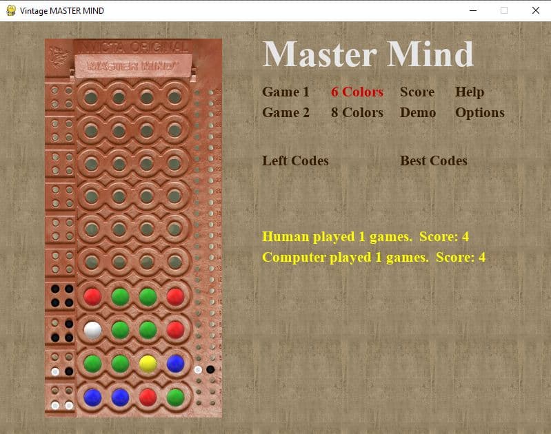 Vintage Master Mind screenshot