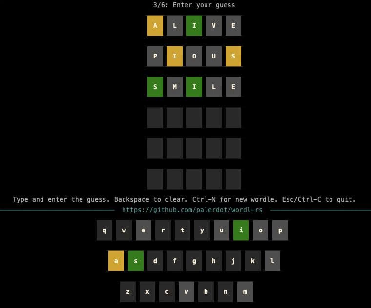 wordl screenshot