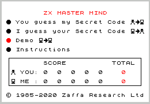 ZX Master Mind screenshot